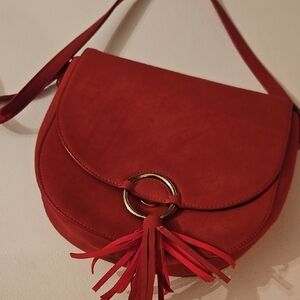 Red Crossbody Tassel Bag